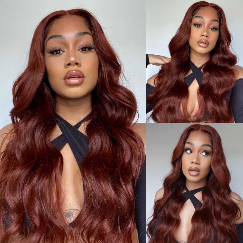 

Nadula Reddish Brown 5x5 HD Lace Closure Wig #33B Auburn Colored Body Wave Hair