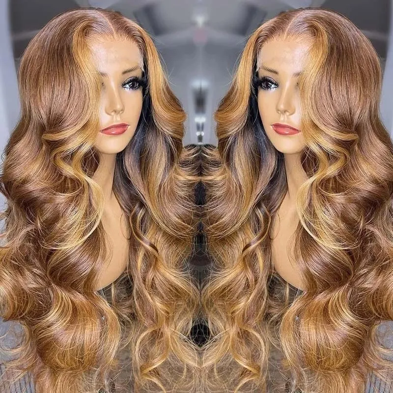 

Nadula Body Wave Highlight Brown Piano Color T Part Lace Wig 13x5x0.5 Middle Part Affordable Price Wigs