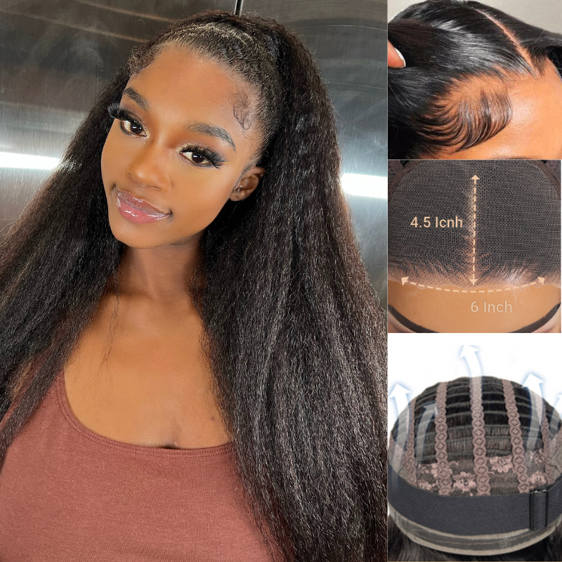 

Nadula Afro Kinky Straight Pre-cut Closure Wig Natural Color Glue