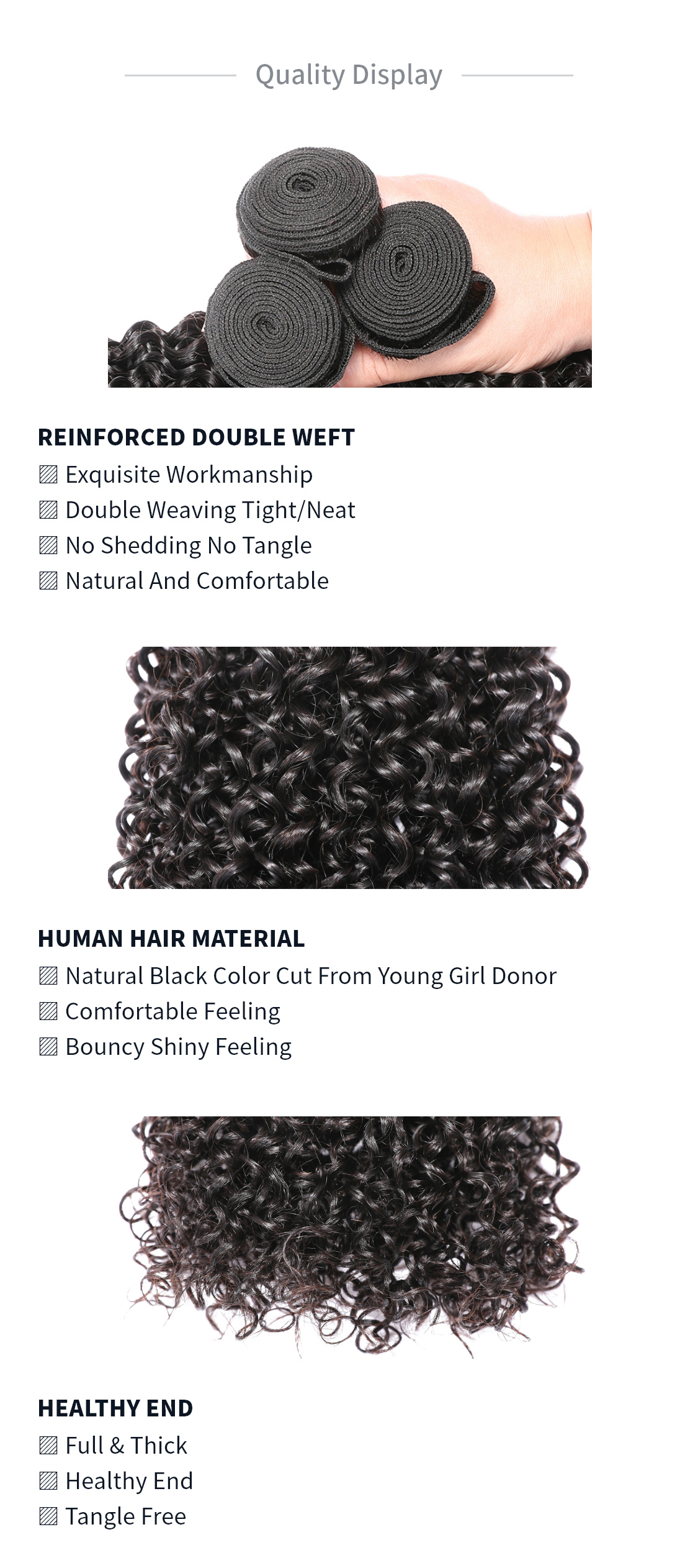 Nadula Kinky Curly Hair Weave 3 Bundles Virgin Human Hair Good Extensions